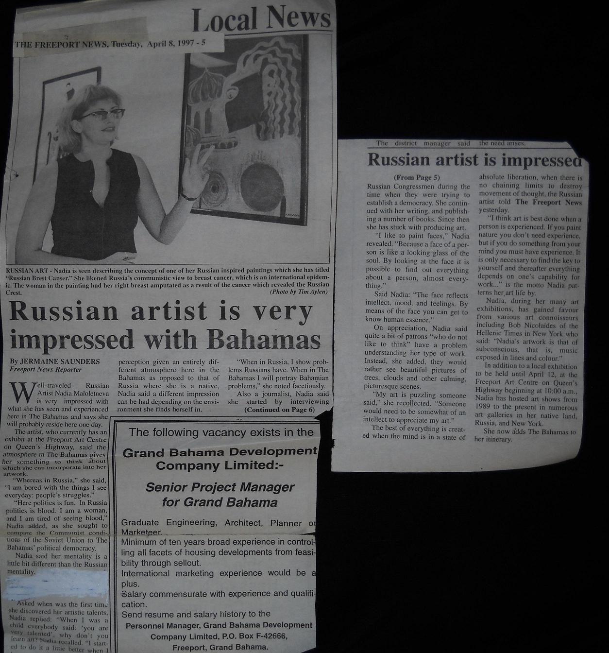 article about nadia russ in Bahamas newspaper Freeport news" article about nadia russ in Bahamas newspaper Freeport news"