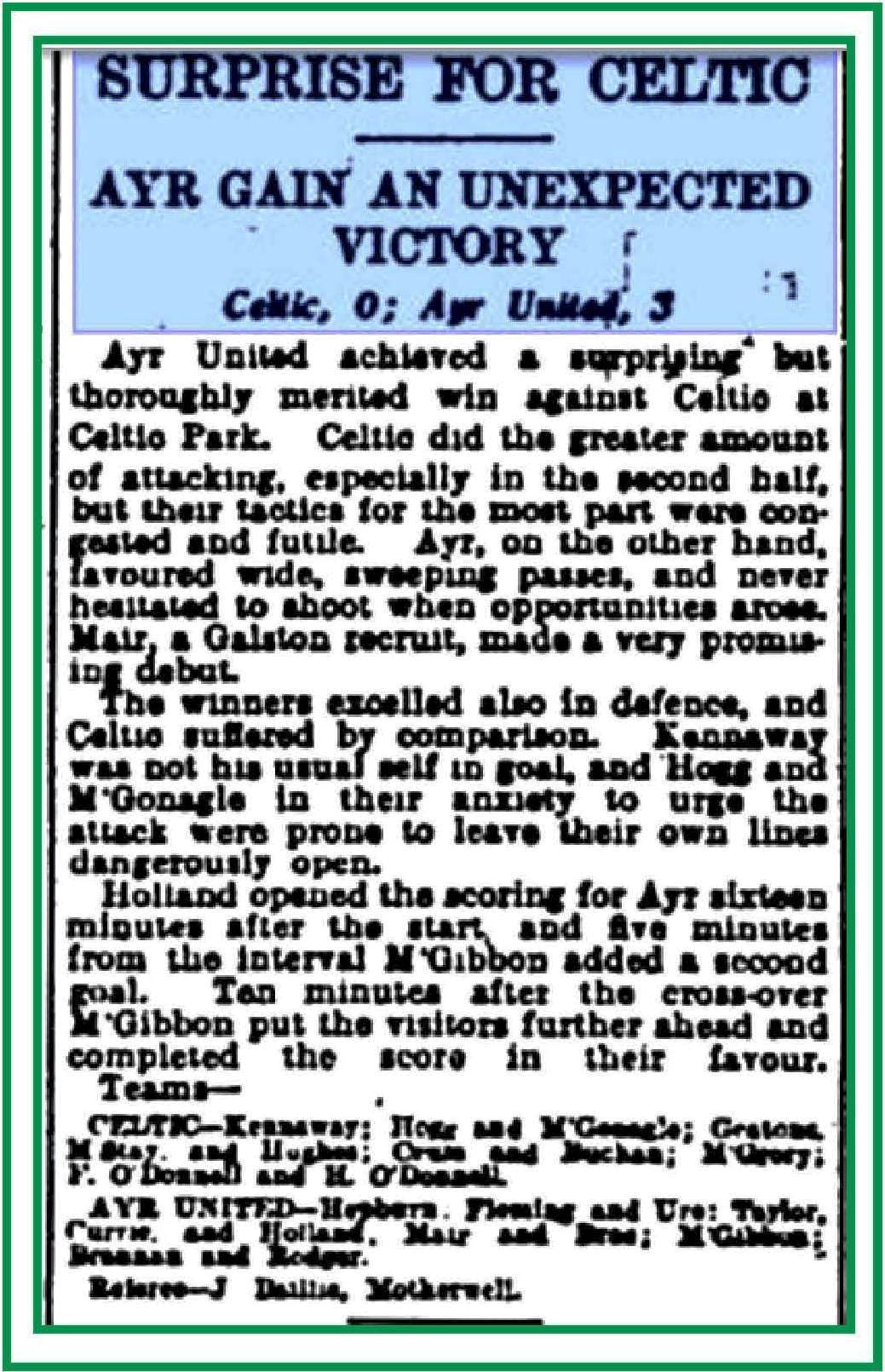 Celtic v Ayr Mar 1934